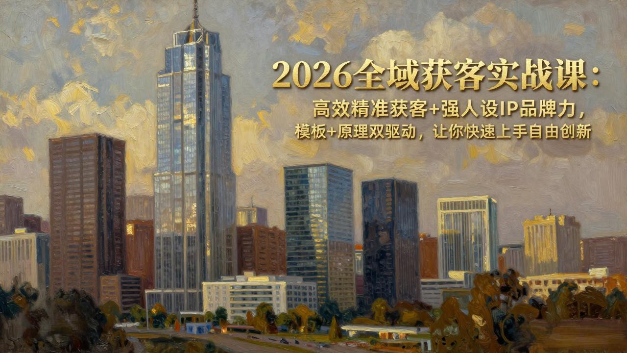2026全域获客实战课：高效精准获客+强人设IP品牌力，模板+原理双驱动，让你快速上手自由创新-鸿途网创资源站