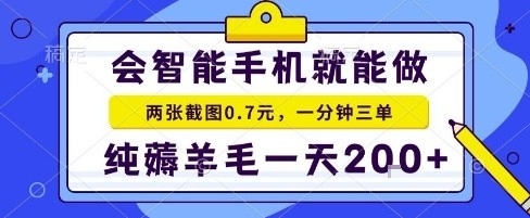 手机项目，二十秒一单，纯薅羊毛一天2张+做就有【揭秘】-鸿途网创资源站