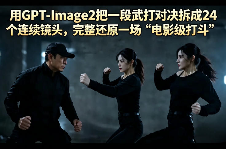 用GPT-Image2把一段武打对决拆成24个连续镜头，完整还原一场“电影级打斗”-鸿途网创资源站