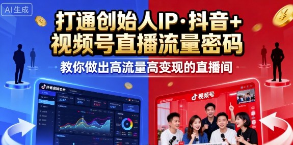 25年直播9-10两期线下课，打通创始人IP，抖音+视频号直播流量密码，教你做出高流量高变现的直播间-鸿途网创资源站