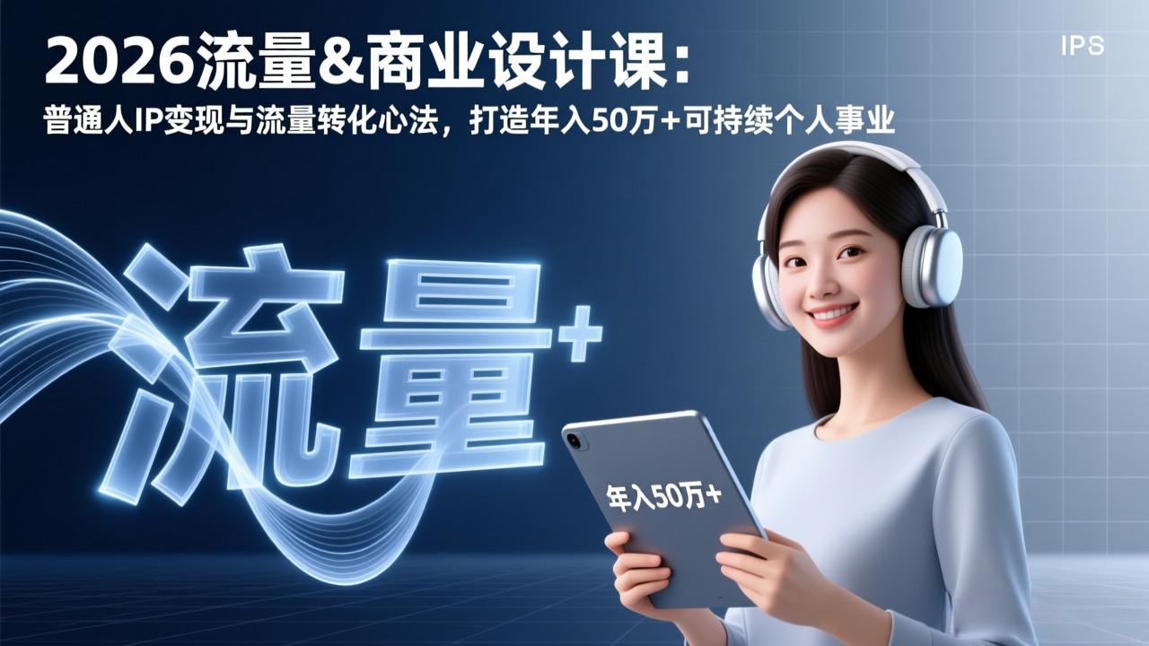 2026流量&商业设计课：普通人IP变现与流量转化心法，打造年入50万+可持续个人事业-鸿途网创资源站