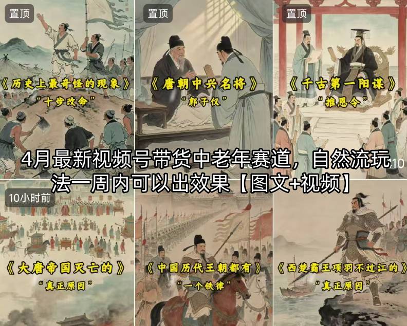 4月最新视频号带货中老年赛道，自然流玩法一周内可以出效果【图文+视频】-鸿途网创资源站