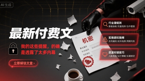 最新付费文：我的这些提醒，的确是透露了太多内幕-鸿途网创资源站