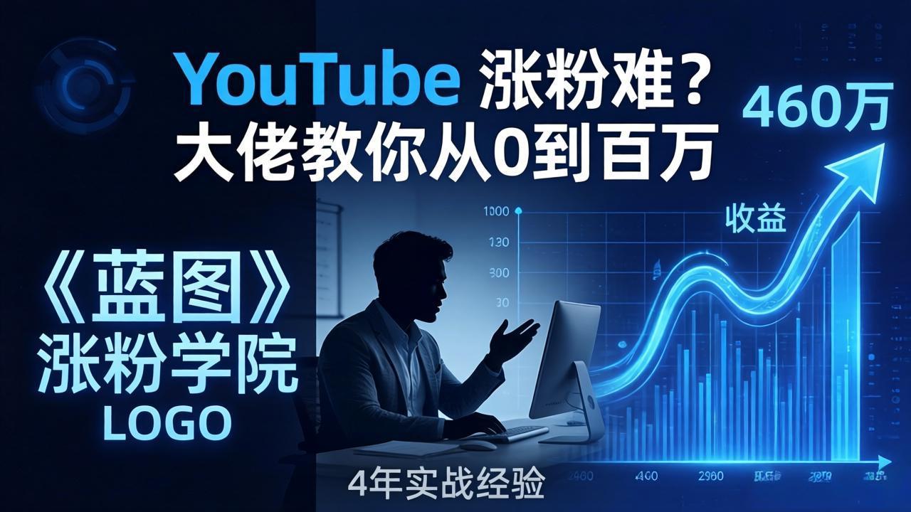 YouTube 涨粉难？《蓝图涨粉学院》：4 年赚 460 万的大佬教策略，从0到百万有路径！-鸿途网创资源站
