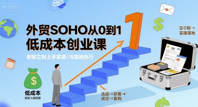 外贸SOHO从0到1低成本创业课，能够立刻上手实操与落地执行-鸿途网创资源站