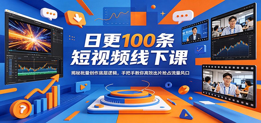 日更100条短视频线下课：揭秘批量创作底层逻辑，手把手教你高效出片抢占流量风口-鸿途网创资源站