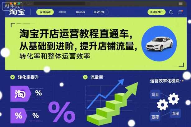 淘宝开店运营教程直通车，从基础到进阶，提升店铺流量，转化率和整体运营效率(更新26年4月20日)-鸿途网创资源站