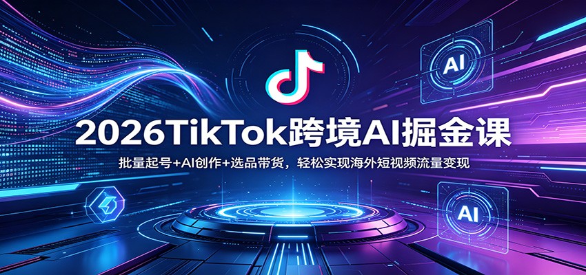 2026TikTok跨境AI掘金课：批量起号+AI创作+选品带货，轻松实现海外短视频流量变现-鸿途网创资源站