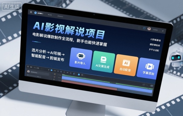 AI影视解说项目，电影解说爆款制作全流程，新手也能快速掌握-鸿途网创资源站