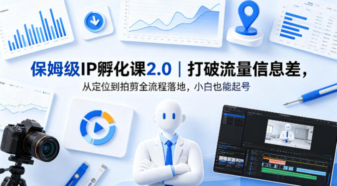 保姆级IP孵化课2.0｜打破流量信息差，从定位到拍剪全流程落地，小白也能起号-鸿途网创资源站