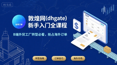 敦煌网(dhgate)新手入门全课程，B端外贸工厂转型必看，抢占海外订单-鸿途网创资源站