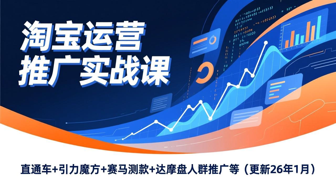 淘宝运营推广实战课，直通车+引力魔方+赛马测款+达摩盘人群推广等(更新26年1月-鸿途网创资源站