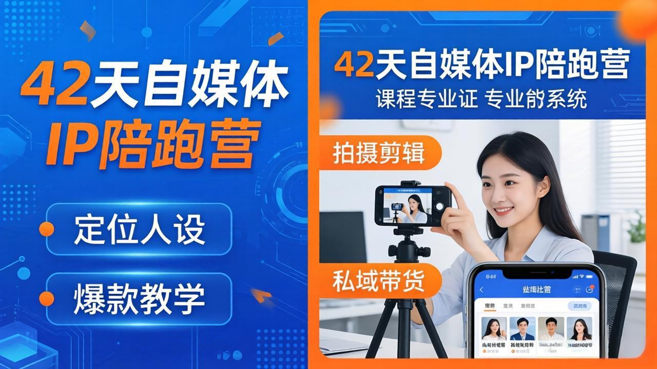 42天自媒体IP陪跑营-26年4月19更新：定位人设爆款全教学，拍摄剪辑私域带货一站式落地-鸿途网创资源站