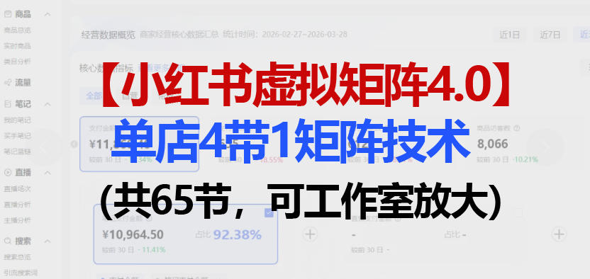 小红书虚拟矩阵4.0技术：单店4带1矩阵(共65节，可工作室放大)-鸿途网创资源站