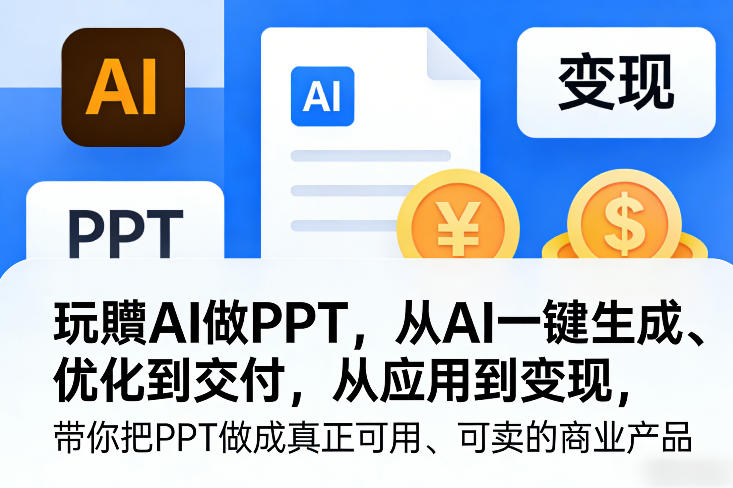 玩賺AI做PPT，从AI一键生成、优化到交付，从应用到变现，带你把PPT做成真正可用、可卖的商业产品(更新0421)-鸿途网创资源站