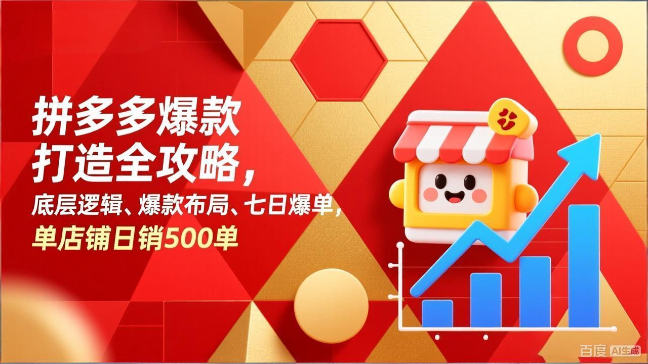 拼多多爆款打造全攻略，底层逻辑、爆款布局、七日爆单，单店铺日销500单-鸿途网创资源站