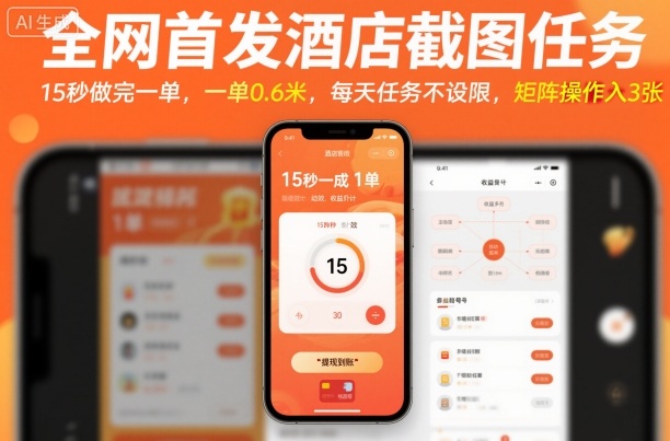 全网首发酒店截图任务,15秒做完一单,一单0.6米,每天任务不设限,矩阵操作日入3张【揭秘】-鸿途网创资源站