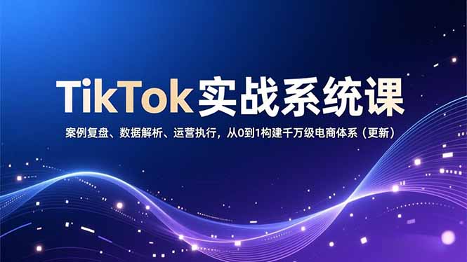 TikTok实战系统课，案例复盘、数据解析、运营执行，从0到1构建千万级电商体系(更新-鸿途网创资源站