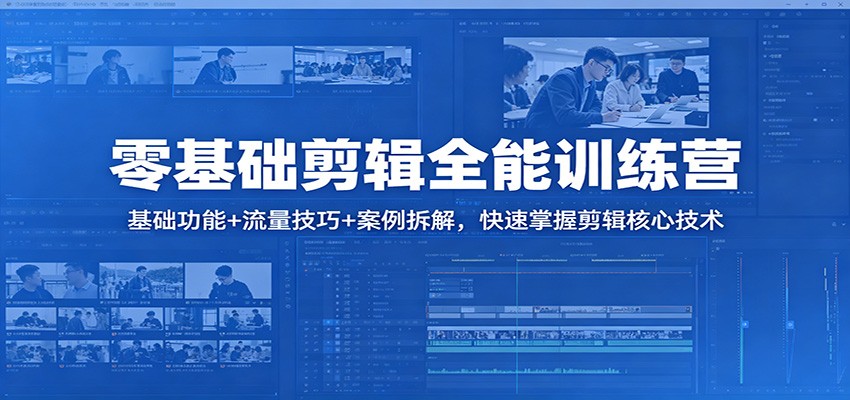零基础剪辑全能训练营：基础功能+流量技巧+案例拆解，快速掌握剪辑核心技术-鸿途网创资源站