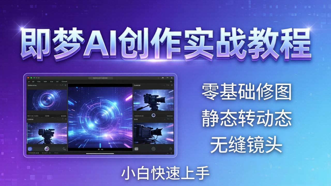 即梦AI创作实战教程，从零基础修图到AI导演，实战教学静态转动态+无缝镜头，小白快速上手-鸿途网创资源站