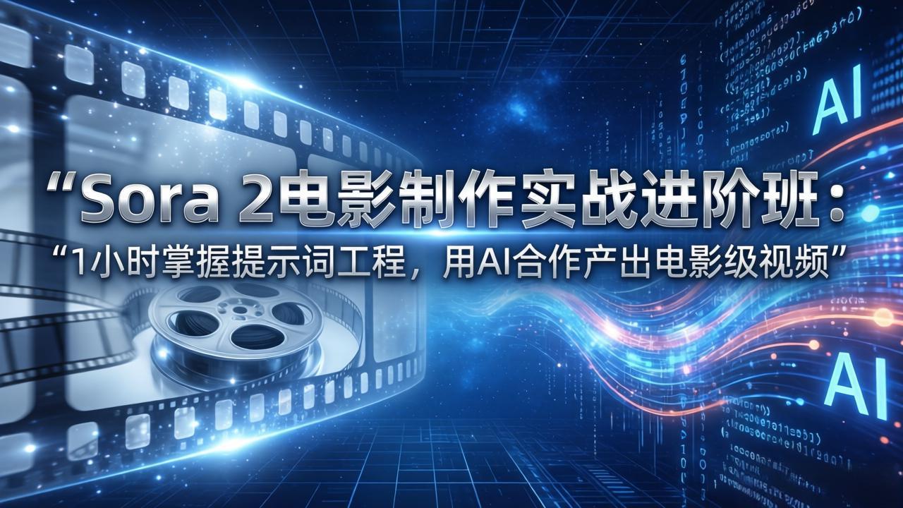 Sora 2电影制作实战进阶班：1小时掌握提示词工程，用AI合作产出电影级视频-鸿途网创资源站
