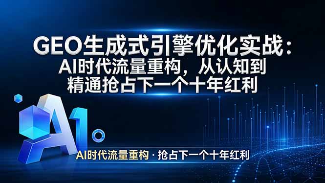 GEO 生成式引擎优化实战：AI时代流量重构，从认知到精通抢占下一个十年红利-鸿途网创资源站