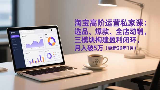 淘宝高阶运营私家课：选品、爆款、全店动销，三模块构建盈利闭环，月入破5万(更新26年1月-鸿途网创资源站