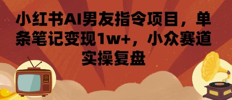 小红书AI男友指令项目，单条笔记变现1w+，小众赛道实操复盘-鸿途网创资源站