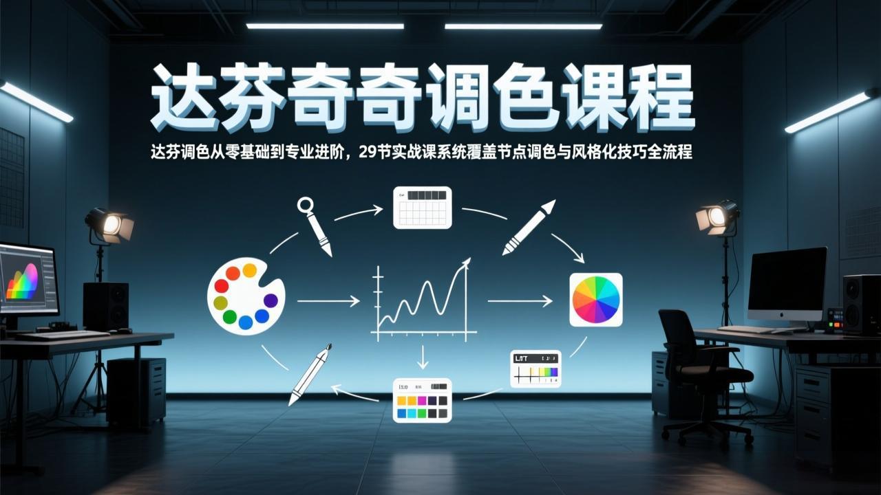 达芬奇调色从零基础到专业进阶，29节实战课系统覆盖节点调色与风格化技巧全流程-鸿途网创资源站