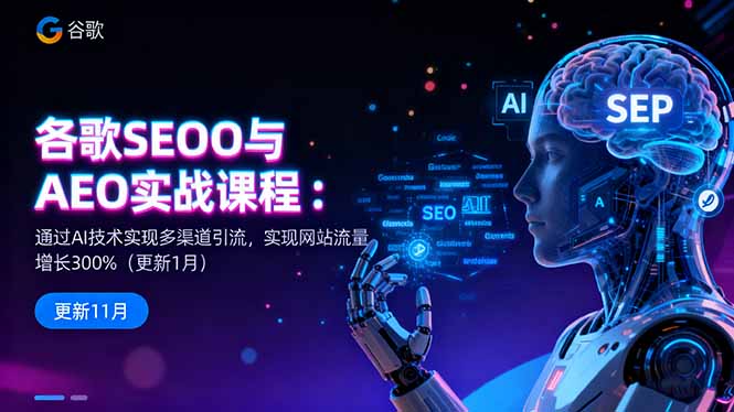 谷歌SEO与AEO实战课程：通过AI技术实现多渠道引流，实现网站流量增长300%-鸿途网创资源站