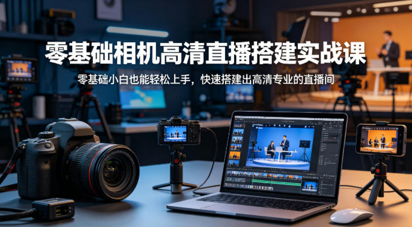 零基础相机高清直播间搭建实战课，小白也能轻松上手，快速搭建出高清专业的直播间-鸿途网创资源站