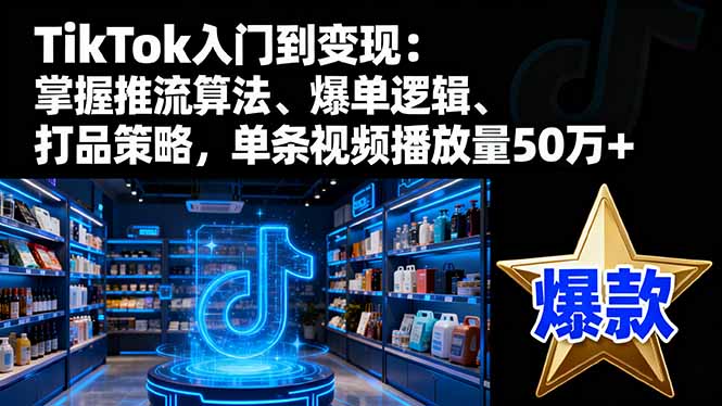 TikTok入门到变现：掌握推流算法、爆单逻辑、打品策略，单条视频播放量50w-鸿途网创资源站