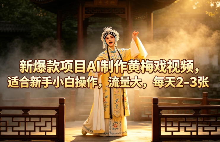 新爆款项目AI制作黄梅戏视频，适合新手小白操作，流量大，每天2-3张-鸿途网创资源站