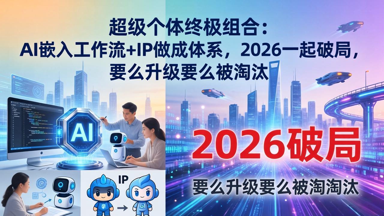 超级个体终极组合：AI嵌入工作流+IP做成体系，2026一起破局，要么升级要么被淘汰-鸿途网创资源站
