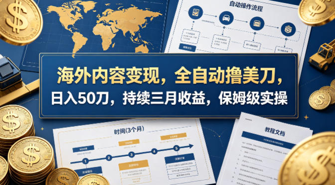 海外内容变现，全自动撸美刀，日入50刀，持续三月收益，保姆级实操【揭秘】-鸿途网创资源站