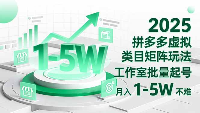 2025 拼多多虚拟类目矩阵玩法，工作室批量起号，月入 1-5W 不难-鸿途网创资源站