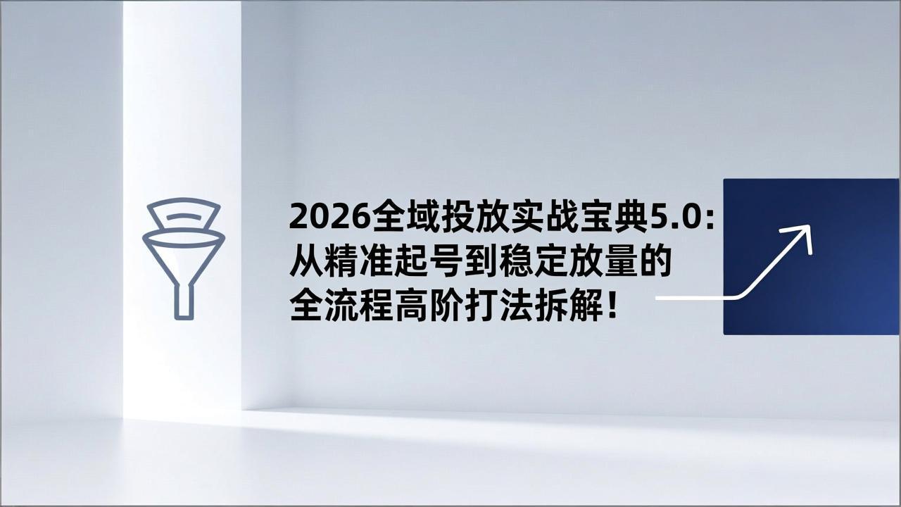 2026全域投放实战宝典5.0：从精准起号到稳定放量的全流程高阶打法拆解！-鸿途网创资源站