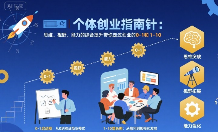 个体创业指南针，思维、视野、能力的综合提升带你走过创业的0-1和1-10【音频】-鸿途网创资源站