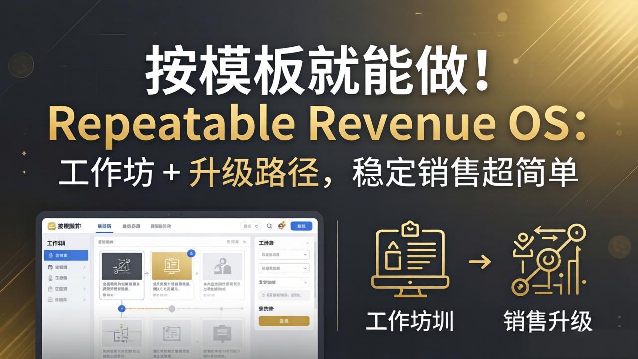 按模板就能做！Repeatable Revenue OS：工作坊 + 升级路径，稳定销售超简单-鸿途网创资源站
