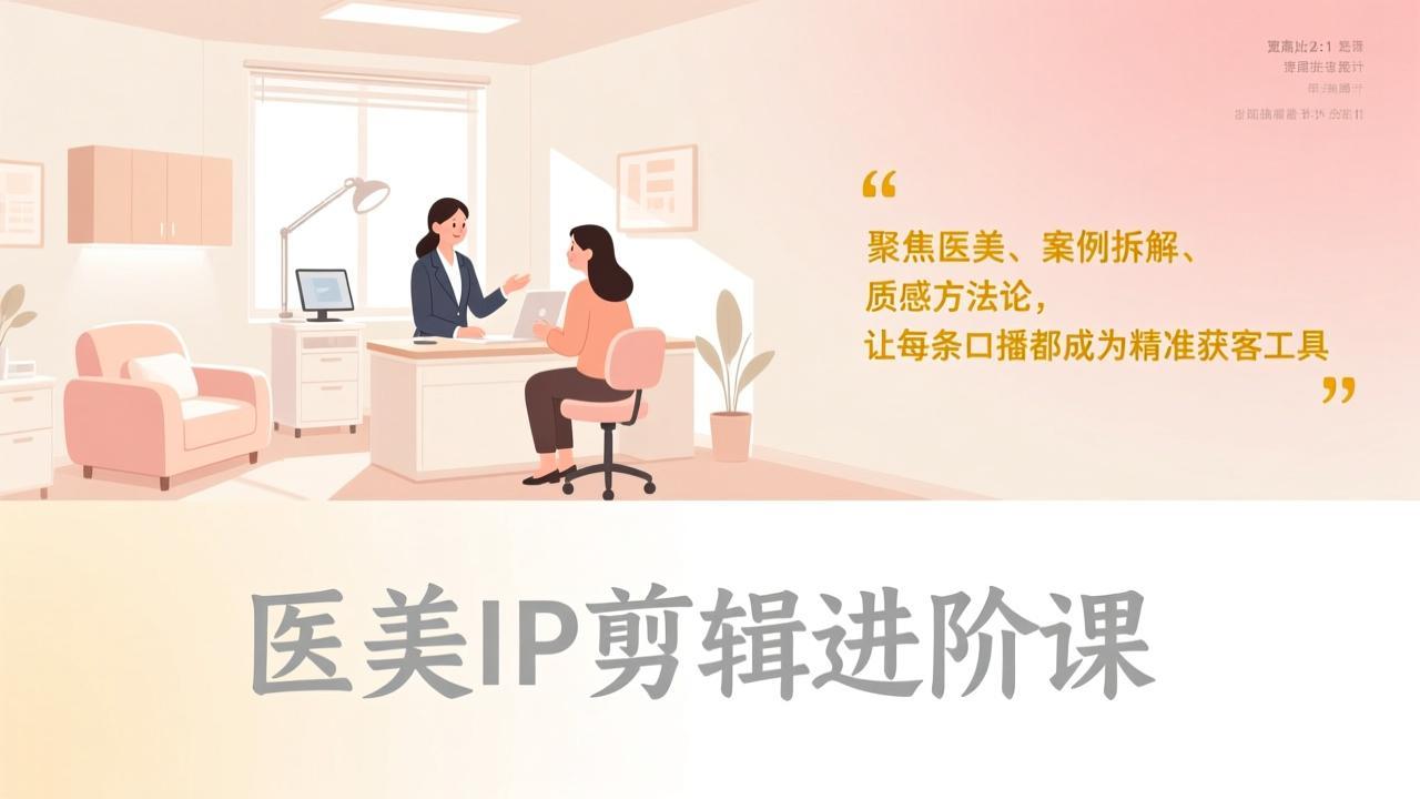 医美IP剪辑进阶课，聚焦医美、案例拆解、质感方法论，让每条口播都成为精准获客工具-鸿途网创资源站