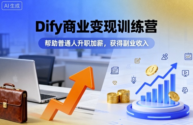 Dify商业变现训练营，帮助普通人升职加薪，获得副业收入-鸿途网创资源站