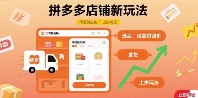 拼多多店铺新玩法，代发供应链上拼玩法-鸿途网创资源站