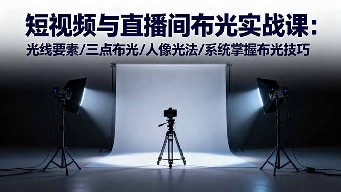 短视频与直播间布光实战课：光线要素/三点布光/人像光法/系统掌握布光技巧-鸿途网创资源站