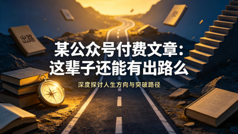 某公众号付费文章：这辈子还能有出路么-鸿途网创资源站