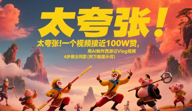 太夸张！一个视频接近100W赞，用AI制作西游记Vlog视频，全流程拆解来了(附万能提示词)-鸿途网创资源站