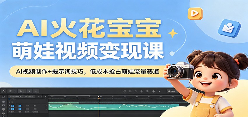 AI火花宝宝萌娃视频变现课：AI视频制作+提示词技巧，低成本抢占萌娃流量赛道-鸿途网创资源站