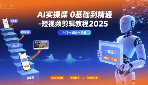 AI实操课0基础到精通-短视频剪辑教程2025-鸿途网创资源站