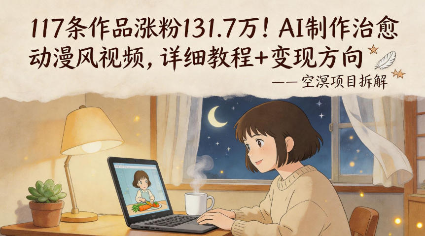 117条作品涨粉131.7W！AI制作治愈动漫风视频，详细教程+变现方向-鸿途网创资源站