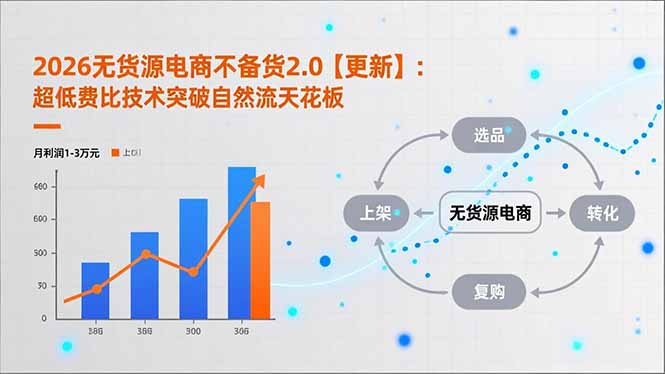 2026无货源电商不备货2.0【更新-3月】：超低费比技术突破自然流天花板，单店月利润1-3万元-鸿途网创资源站