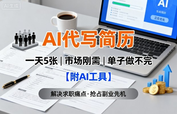 AI代写简历，一天5张，今年找工作难，市场刚需，单子做不完【附AI工具】-鸿途网创资源站